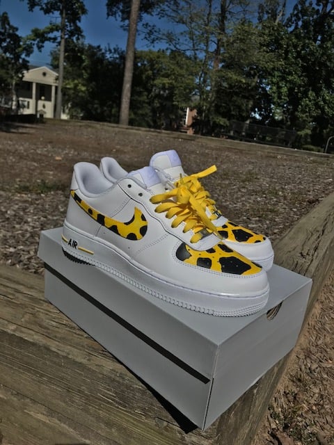 Image of Air Force 1 Yellow & Black Cow Skin