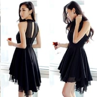 Image 2 of Cute Chiffon Black Dresses, Sexy Women Dresses , Black Knee Length Dresses