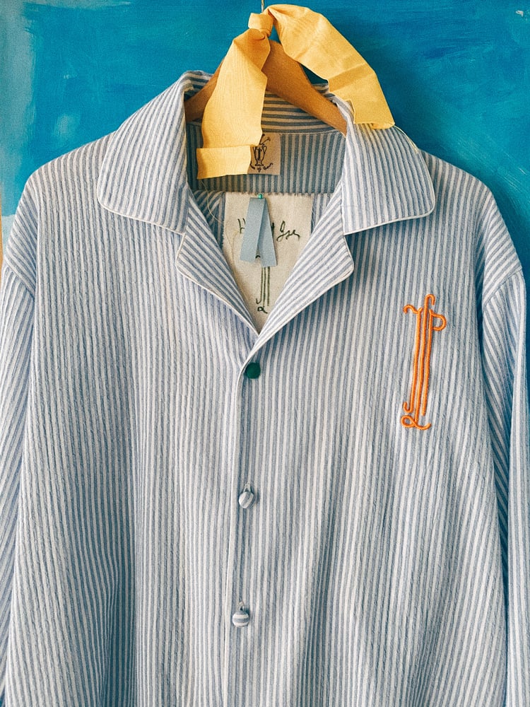 Image of Blue stripes Old cotton shirt 1/1 Limited edition