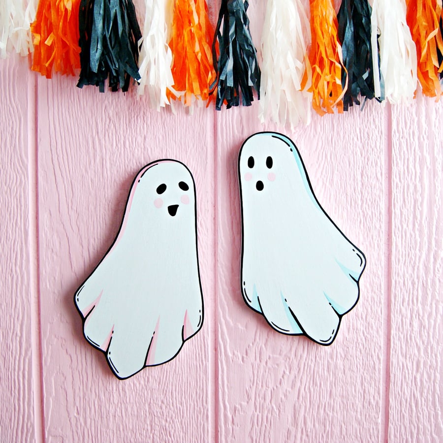 Image of Cute Ghostie plaque (your choice pink or aqua) 