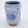 Rabbit Frolic Bas Relief Cobalt Vase