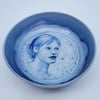 Cobalt Portrait of Shannon Porcelain Bowl