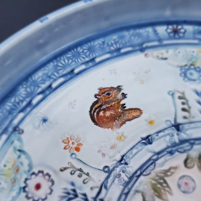 Large Goldfinch Garden Handpainted PorcelainPlatter