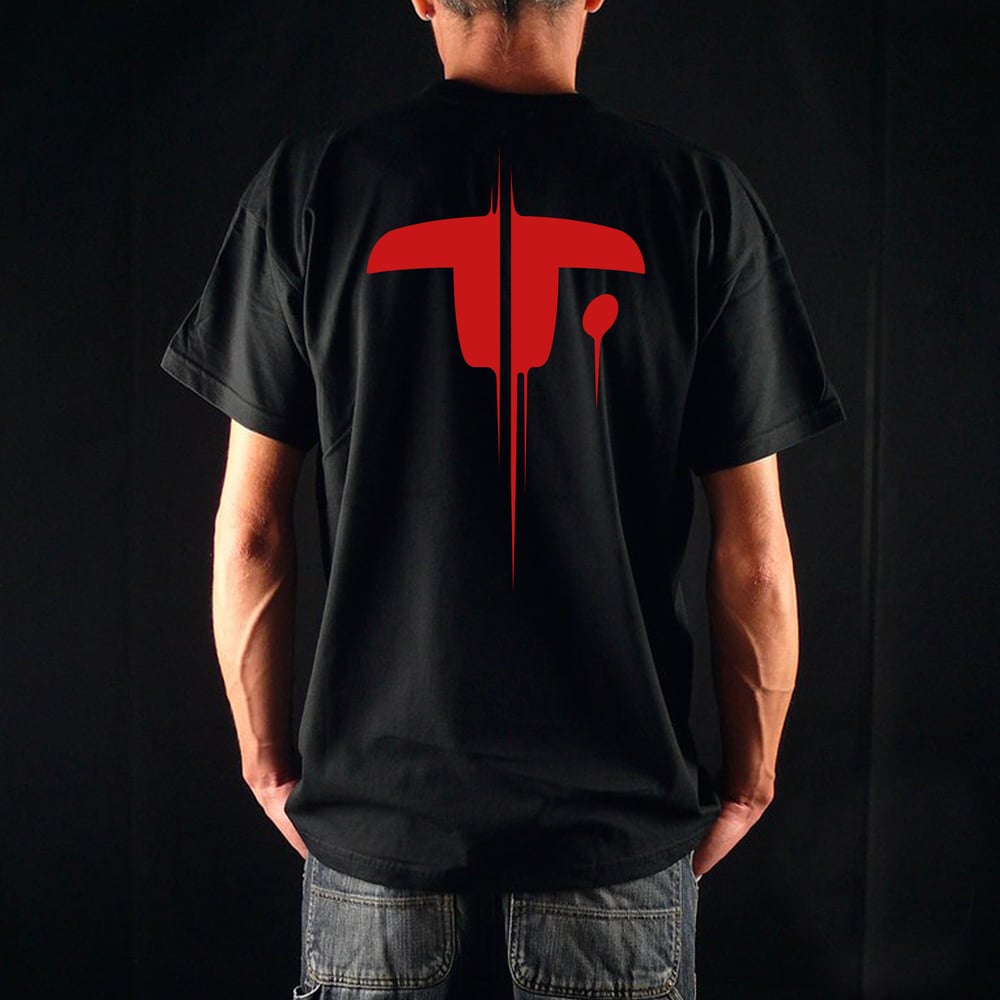 Image of T-SHIRT TROUBLES FETE SANG BLACK