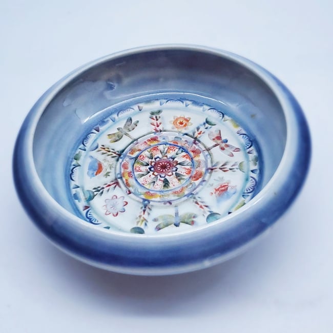  Porcelain Cobalt Dragonfly Mandala Wall Piece