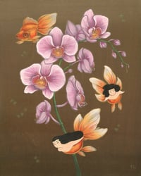 Image 1 of Goldfish Mermaids and Orchids Original Painting