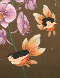 Image 3 of Goldfish Mermaids and Orchids Original Painting