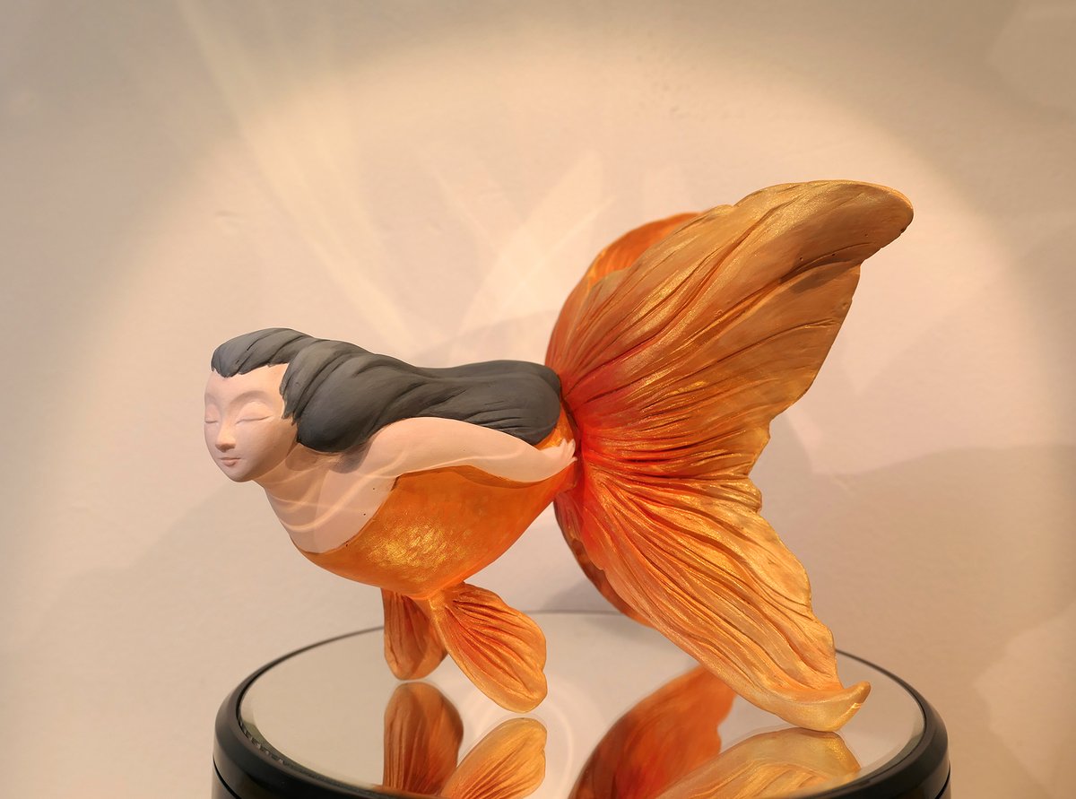 Goldfish Mermaid Original Sculpture - Wisdom