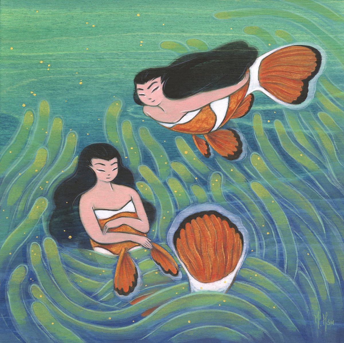 ‘Mermaids in Anemones’ Original Painting