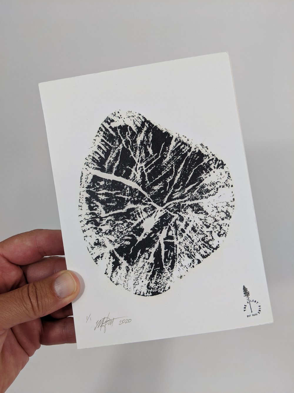 "Heart" - Our original wood tree ring block art print on recycled paper.