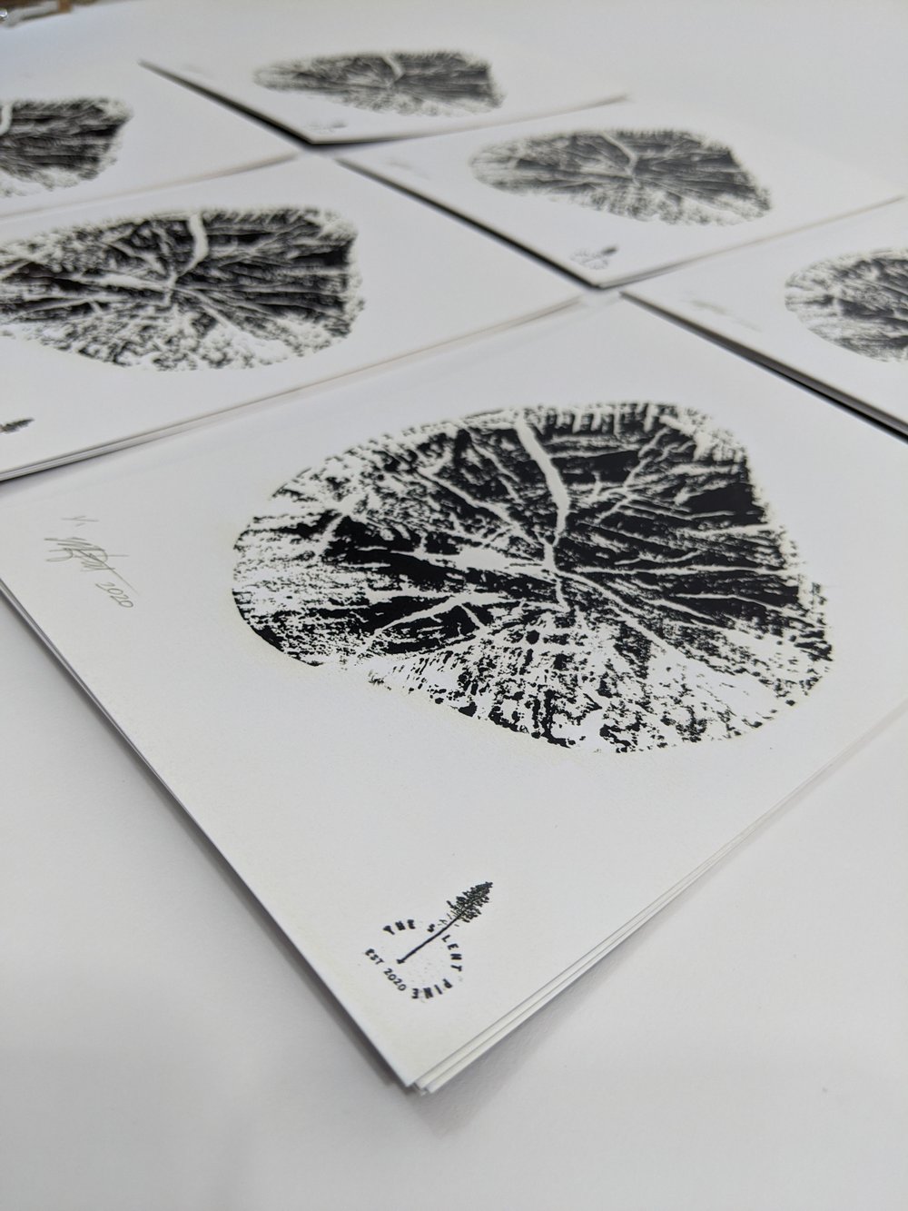 "Heart" - Our original wood tree ring block art print on recycled paper.