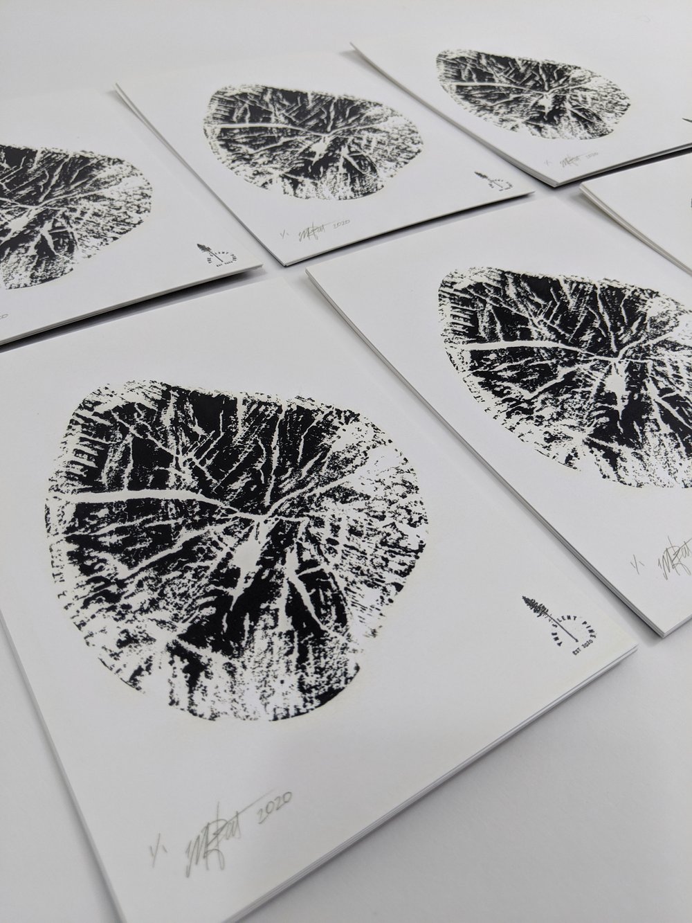 "Heart" - Our original wood tree ring block art print on recycled paper.