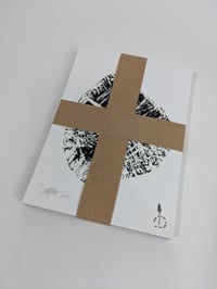 Image 5 of "Heart" - Our original wood tree ring block art print on recycled paper.