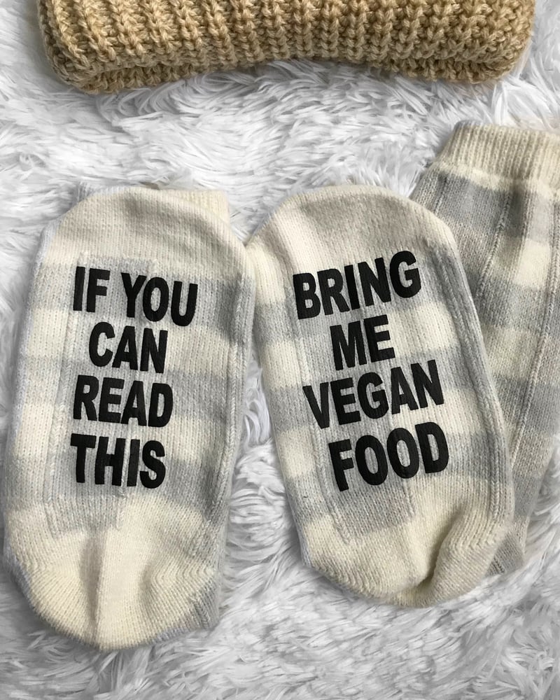 Image of If you can read this novelty socks oatmeal plaid