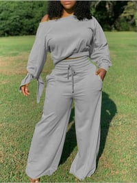 Image 3 of 2 piece sweatshirt and wide leg pants 