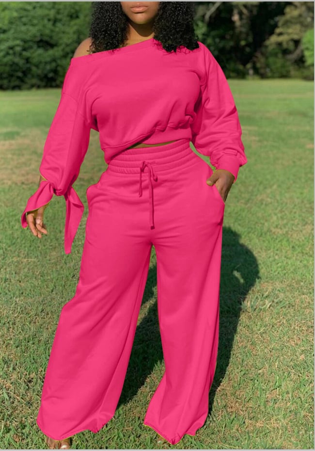 wide leg sweat set