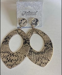 Creamy and black Snake Print Dangle Earrings