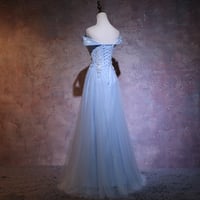 Image 2 of Light Blue Tulle Sweetheart Long Formal Dress, Blue Prom Dress 2021