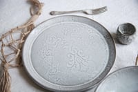 Image 1 of Dinner plate, lace patterned. 