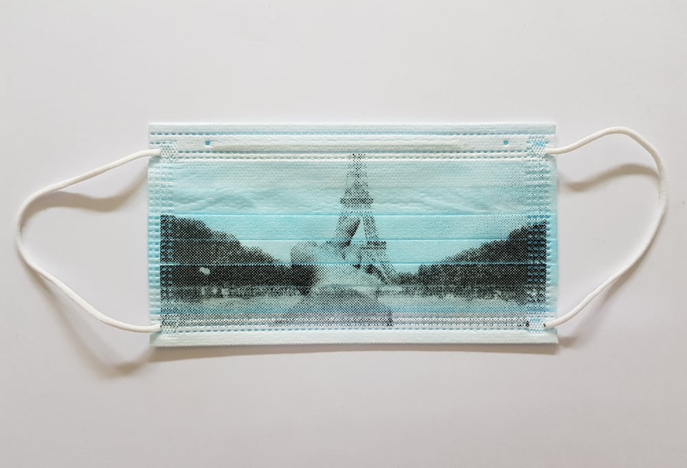 Image of AI WEIWEI - "FINGER SERIES - EIFFEL TOWER" LIMITED EDITION SILKSCREEN PRINTED MASK
