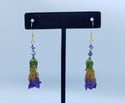Gold Vermeil Bright Purple and Gold REAL Preserved Deadly Nightshade Flower Earrings 