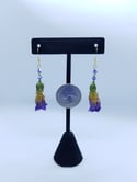 Gold Vermeil Bright Purple and Gold REAL Preserved Deadly Nightshade Flower Earrings 