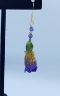 Gold Vermeil Bright Purple and Gold REAL Preserved Deadly Nightshade Flower Earrings 
