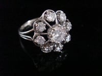 Image 2 of Antique 18ct white gold French transitional diamond clyster 1.44ct ring