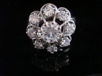 Image 1 of Antique 18ct white gold French transitional diamond clyster 1.44ct ring