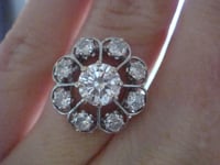 Image 5 of Antique 18ct white gold French transitional diamond clyster 1.44ct ring