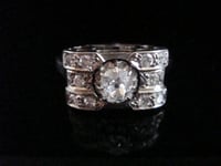 Image 1 of Art deco 18ct white gold French 0.80ct pave set old cut diamond ring