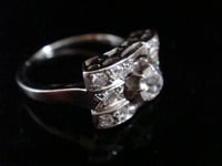 Image 2 of Art deco 18ct white gold French 0.80ct pave set old cut diamond ring