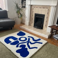 Image 1 of Cobalt Blue & Off White Medium Rug