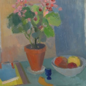 Image of Mid-Century, Swedish Painting, Geraniums, INGVAR ELÉN.