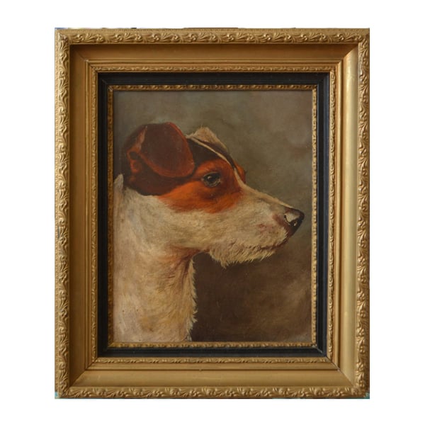 Image of Early 20th Century, French Oil Painting, ' Fox Terrier.'