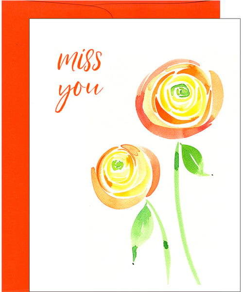 Image of Miss You Ranunculus Floral Note Card