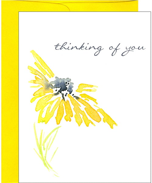 Image of Yellow Daisy Watercolor Thinking of You Note Card