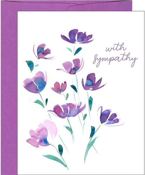 Image of With Sympathy Purple Florals Greeting Card