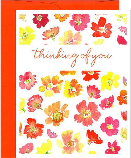 Image of Thinking of You Fall Flowers Floral Note Card