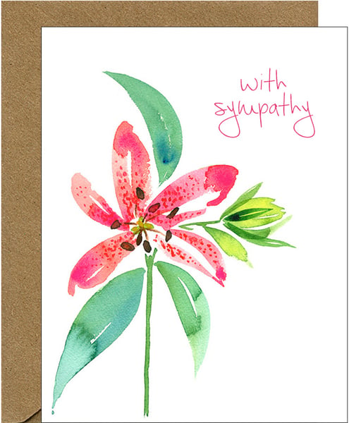 Image of With Sympathy Stargazer Lily Floral Greeting Card
