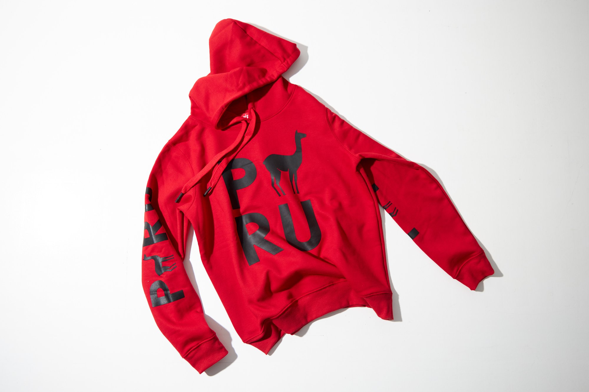 Image of PERU LOGO — Red hoodie (Unisex) / Polera roja capucha 