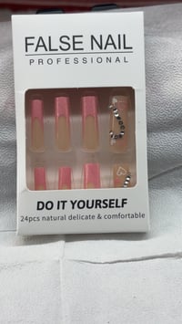 Image 2 of Pink Heart Bling Press-On Nails