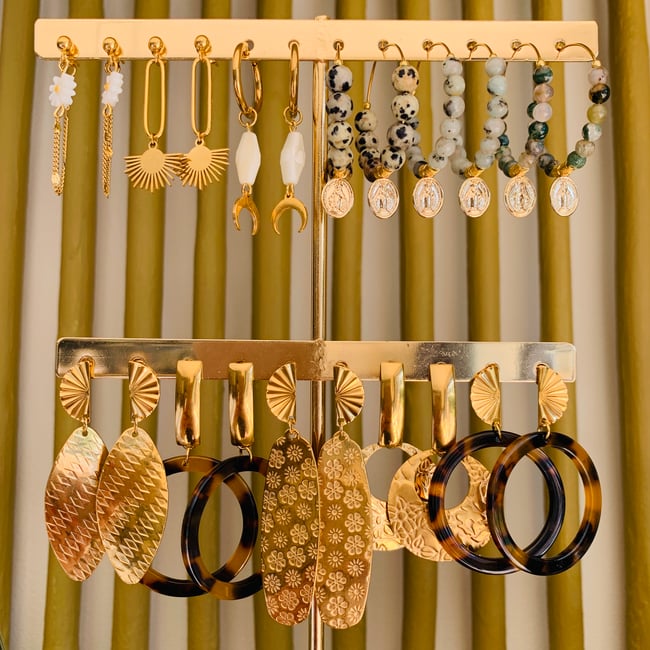 IRIS | Boucles d'oreilles acier inoxydable détails fleurs