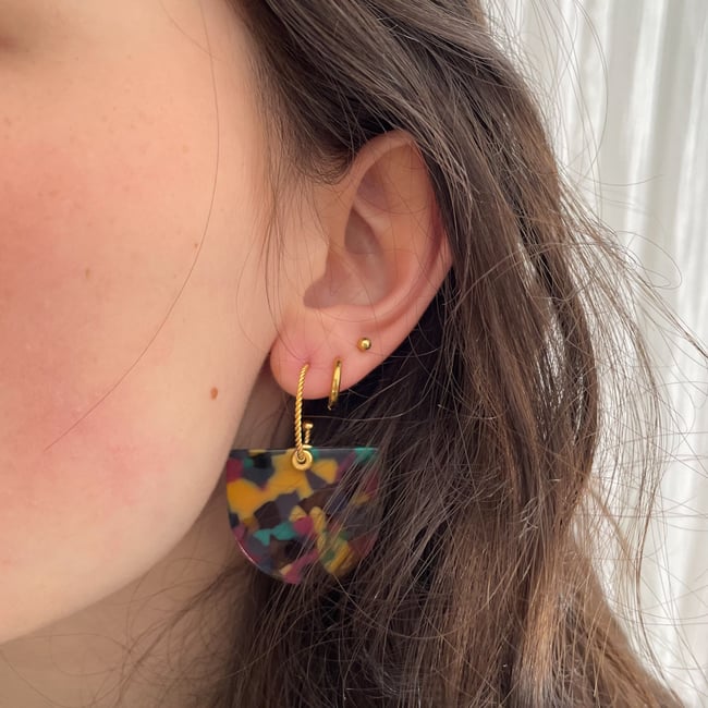 AGATHE  | Boucles d'oreilles en acétate motif écaille de tortue
