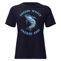 Image 3 of Women's Relaxed T-Shirt, Sacred Whale Sacred Reef, Ocean Coral Reef Whale Art Tee