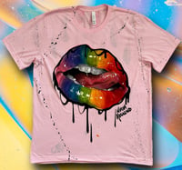 Image 1 of “TASTE THE RAINBOW” HAND PAINTED T-SHIRT LARGE