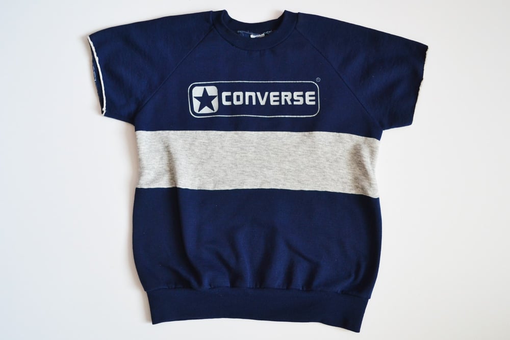 Image of Vintage 1980's Converse Colorblock Short Sleeve Workout Sweatshirt Sz.L