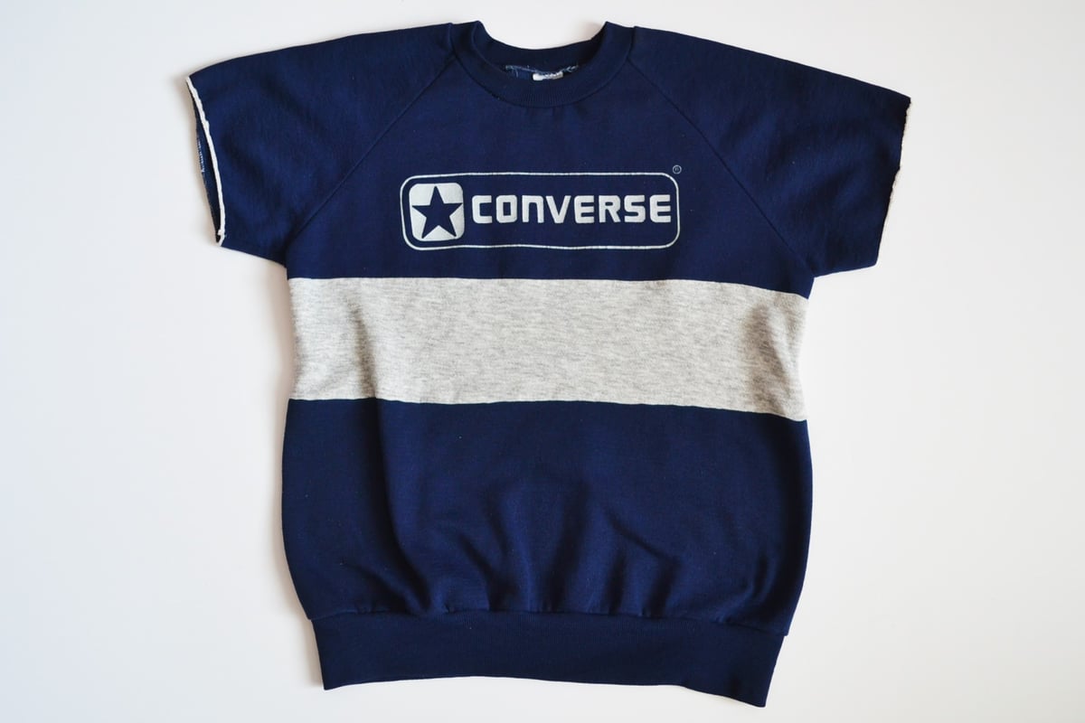 Vintage 1980\'s Converse Colorblock Short Sleeve Workout Sweatshirt Sz.L /  Sole Food SF