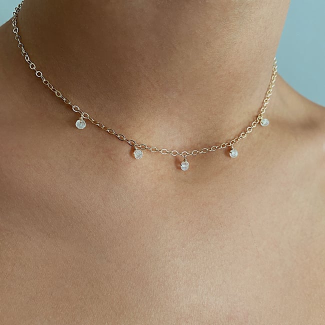 Baby Rainbow Moonstone Choker