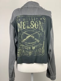 Image 1 of 100% COTTON DISTRESSED DENIM JACKET WILLIE NELSON